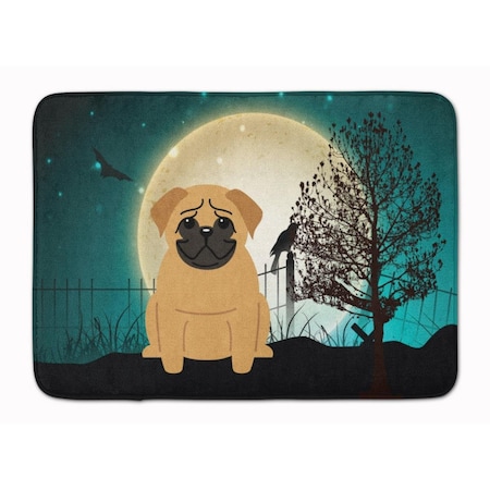Carolines Treasures Halloween Scary Pug Brown Machine Washable Memory Foam Mat BB2197RUG